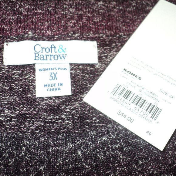 Croft & Barrow Knit Sweater Women's Plus 3X Wine Combo #601 3/4 Sleeves NEW - Picture 7 of 7